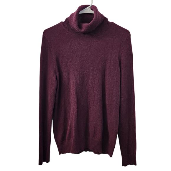 THEORY Cashmere Turtleneck Sweater M Burgundy Cozy Quiet Luxury MinimalistH8.3 - Picture 1 of 8